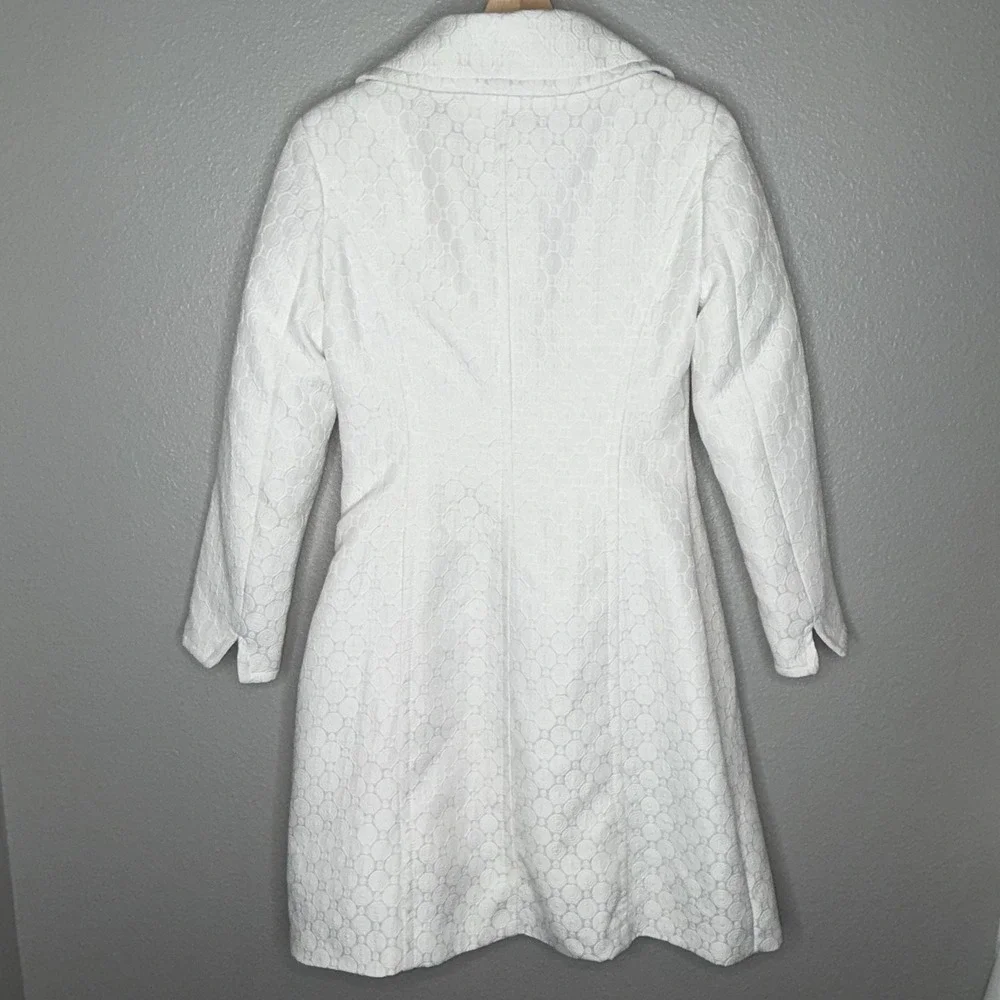 White Women's Button-Front Wool-Blend Coat - Picture 4 of 9
